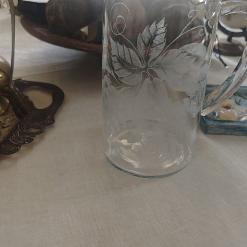 Handmade crystal pitcher for water or wine