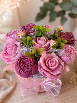 Flower soap bouquet in pot new