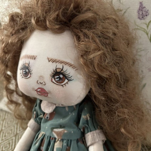 Handmade Fabric Doll like new, art doll with detailed dress
