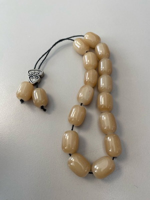 Collectible worry beads like new with dark beige glass beads 22 cm