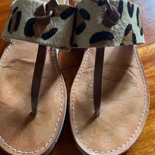 Wall Street women's sandals used, pony animal print, size 37