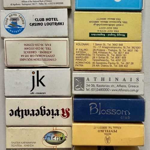 Vintage promotional matchboxes used, pack of 17