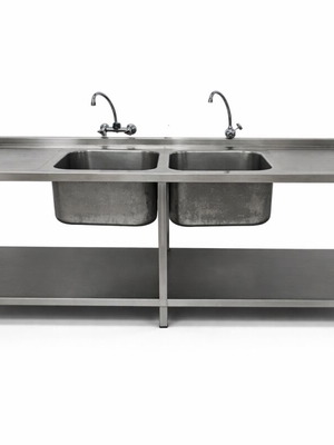 Double stainless steel sink like new with 2 basins