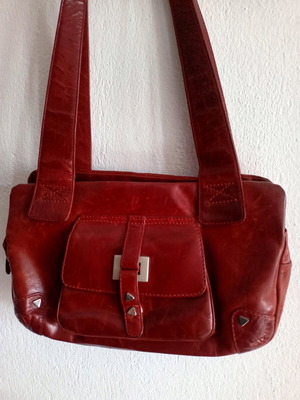 Y2K кожена чанта за рамо Bodenschatz като ново, червена