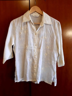 Linen women's shirt used, white, size XL
