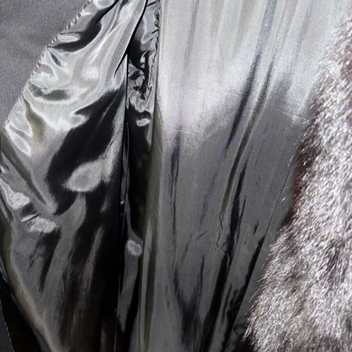 Coat black with genuine mink collar used, size M/L