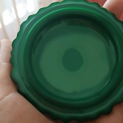 Czech glass malachite powder box like new