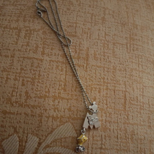 Mini necklace like new with silver stones and initial M