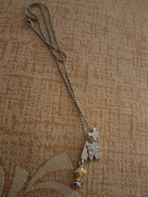 Mini necklace like new with silver stones and initial M