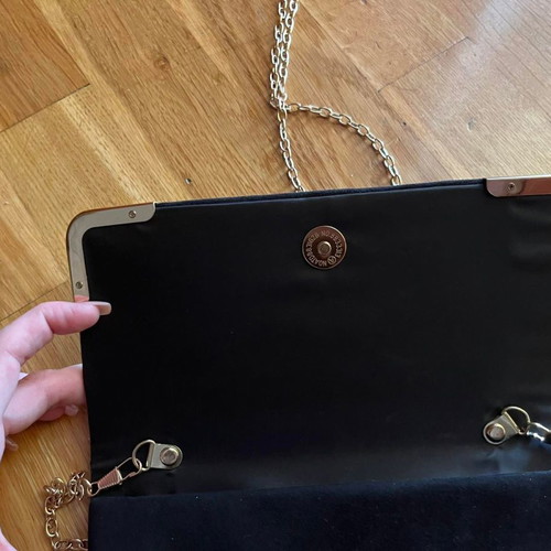 Crossbody bag used black velour with detachable strap