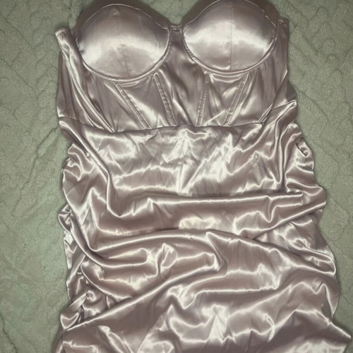 Shein satin pink mini dress with cups and straps new plus size