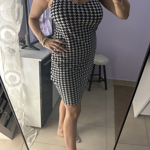 Shein strapless bodycon dress with houndstooth pattern like new