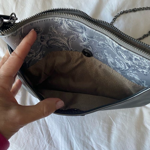Y Not? Evening clutch crossbody like new, gray and silver