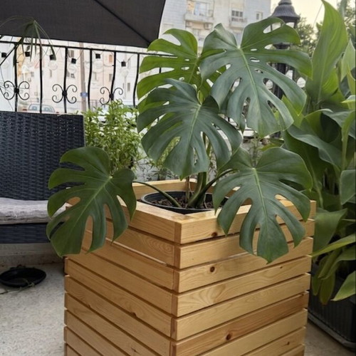 Wooden Planter Box New Solid Pine Outdoor 51x51x58cm