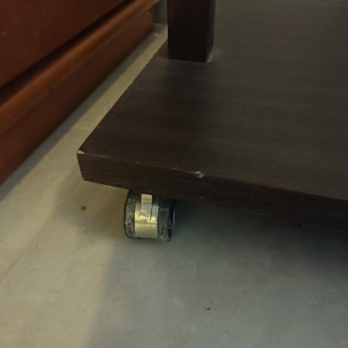 Glass coffee table with wheels used