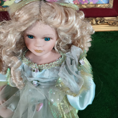 Vintage Porcelain Fairy Doll, 28cm, seated