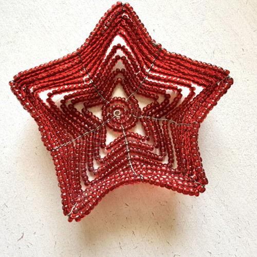 Set of 6 Retro Handmade Star-shaped Wire and Bead Tealight Holders