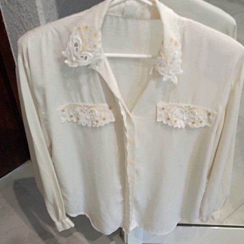 Women's blouse used, long silk with embroidery, size L
