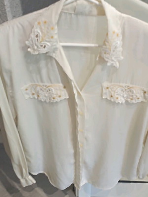 Women's blouse used, long silk with embroidery, size L