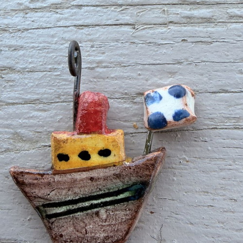 Handmade ceramic pendant, like new, multicolor