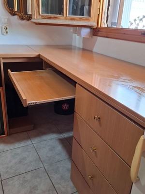 Desk made by carpenter like new, heavy with double top
