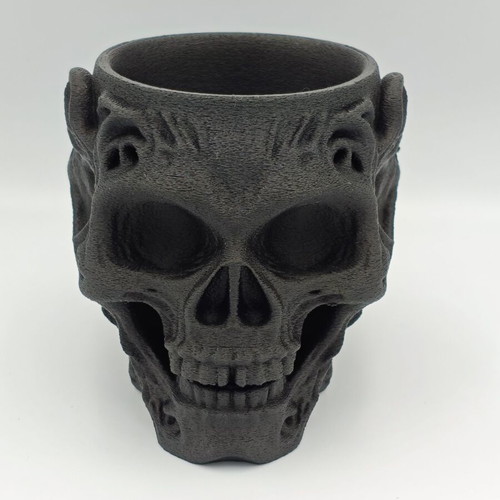 Skull Pencil Holder 3D Printed Black Matte PLA