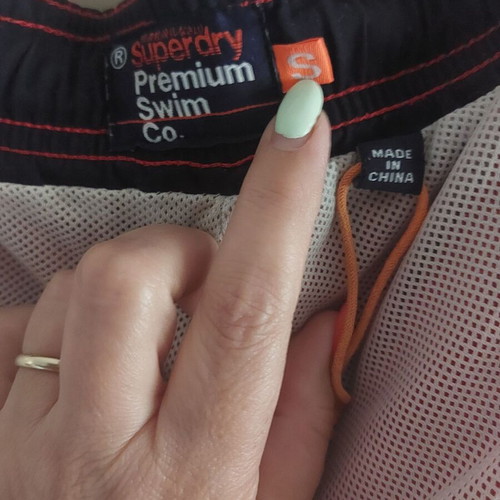 Superdry swim shorts size S like new, red, elastic waist