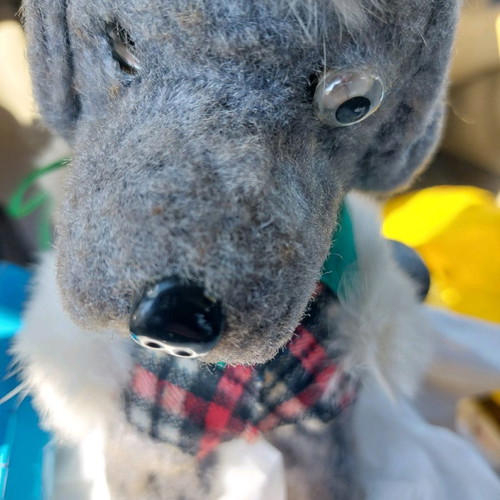 Fifi the Begging Puddle vintage toy with damages, missing eye and rusty control