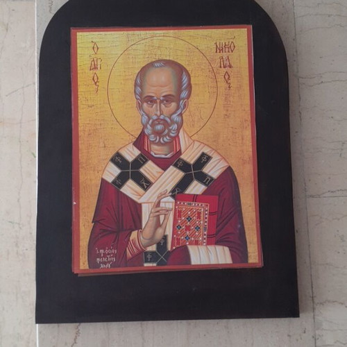 Wooden handmade religious icon new, decoupage technique