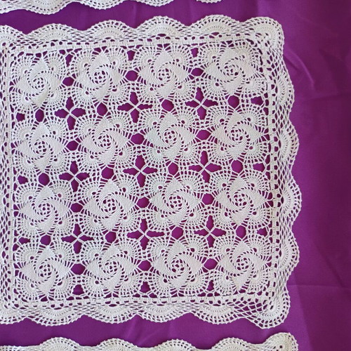 Handmade square lace embroideries set of 5, like new