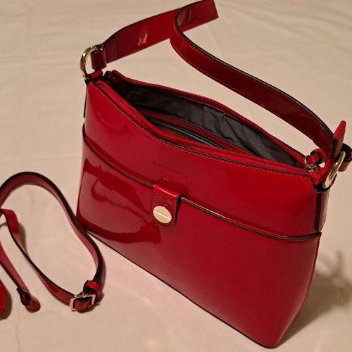Francinel red patent leather shoulder and handbag