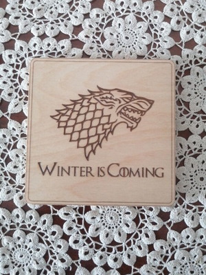 Game of Thrones wooden cup coaster 12x12cm, new