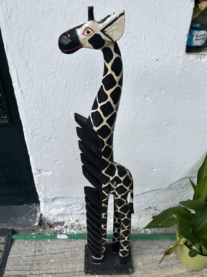 Wooden giraffe CD holder used decorative
