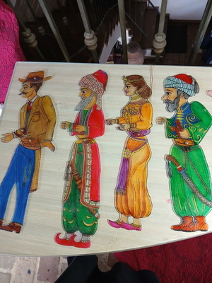 Karagiozis figures set of 4 handmade with indelible colors