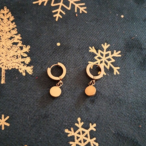 Stainless steel earrings used, gold tone with turquoise stone