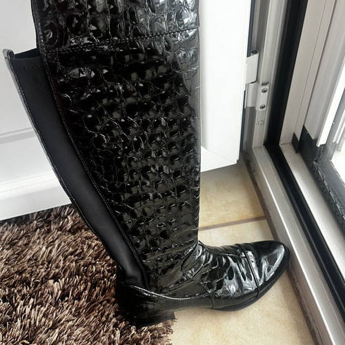 Esthissis black over-the-knee boots like new, size 38, patent leather
