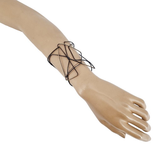 Bracelet cuff type new, black and gold with irregular designs