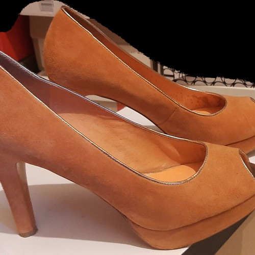 Γόβες Varese peep toe σαν καινούργιο, ταμπά-τερακότα suede