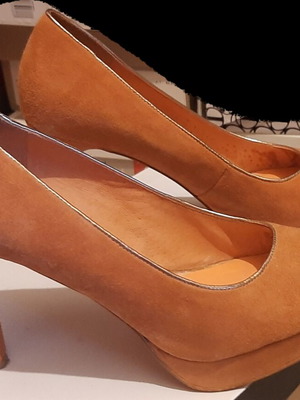 Γόβες Varese peep toe σαν καινούργιο, ταμπά-τερακότα suede