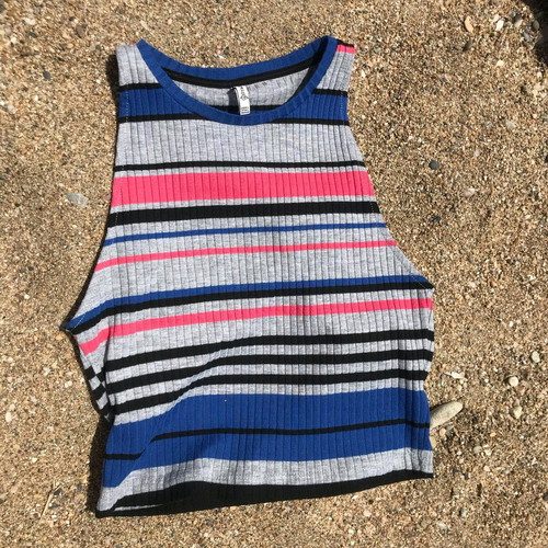 Rib Crop Top Stradivarius like new, colorful stripes, size M