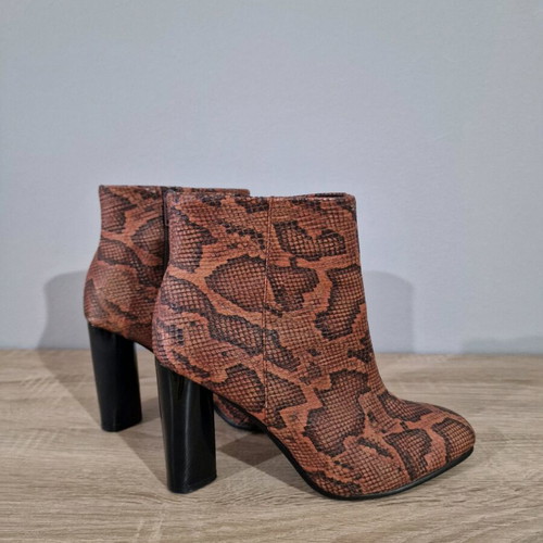 H&M ankle boots used with faux leather snake pattern, size 38