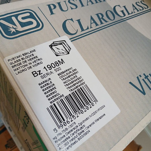 Ciech Vitrosilicon glass blocks new, transparent marble design, pack of 16