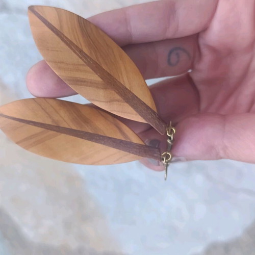 Handmade wooden earrings new, brown