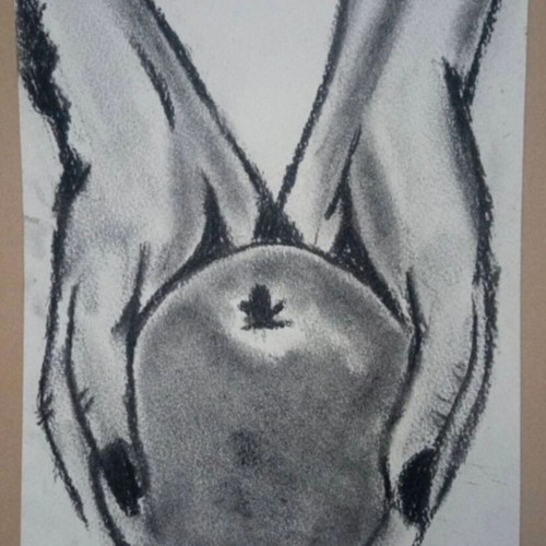 Watercolor painting handmade with charcoal 19x28 made to order
