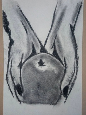 Watercolor painting handmade with charcoal 19x28 made to order