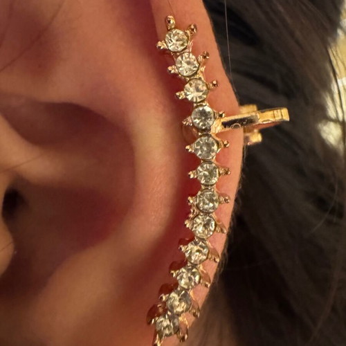 Ear cuff earring new with rhinestones gold color
