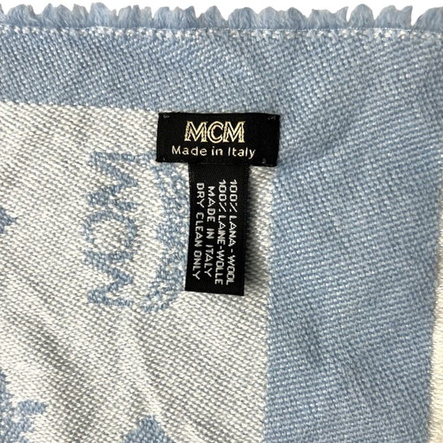 MCM baby blue wool scarf used