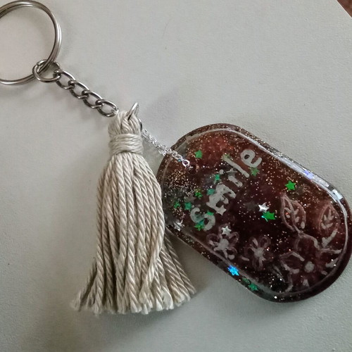 Handmade Smile keychain bag pendant like new, brown