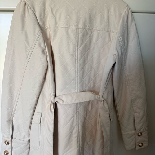 Lynne Quilted Faux Leather Jacket with Belt like new, white