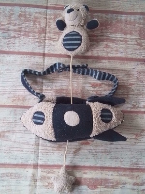 Fehn Toys baby plush hairy hanging musical toy used